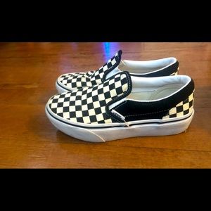 Black and white checkerboard Vans